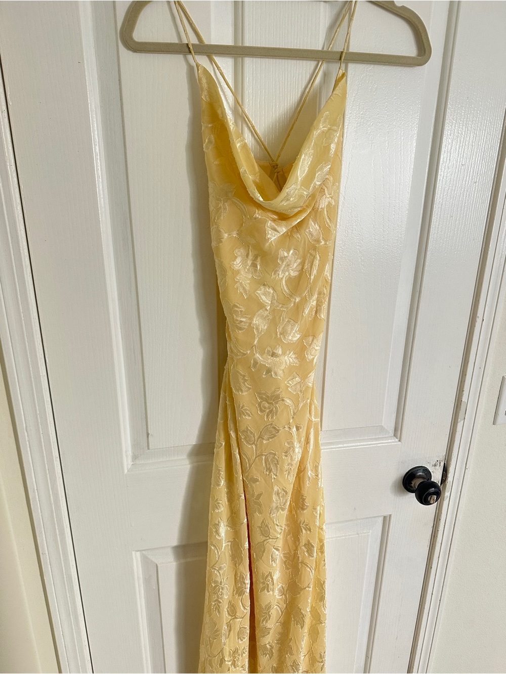 Princess Polly Pale Yellow Floral Satin Slip Maxi Dress - Picture 5 of 5